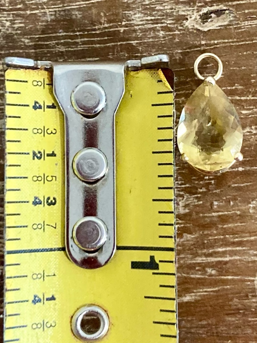 14K Gold Pendant with Yellow Pear-Cut Stone - Picture 16 of 17